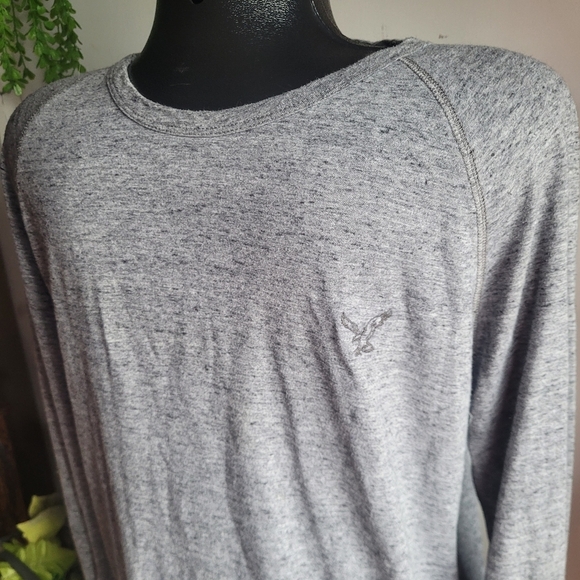 American Eagle Grey Heathered Long Sleeve Top M - Picture 2 of 4